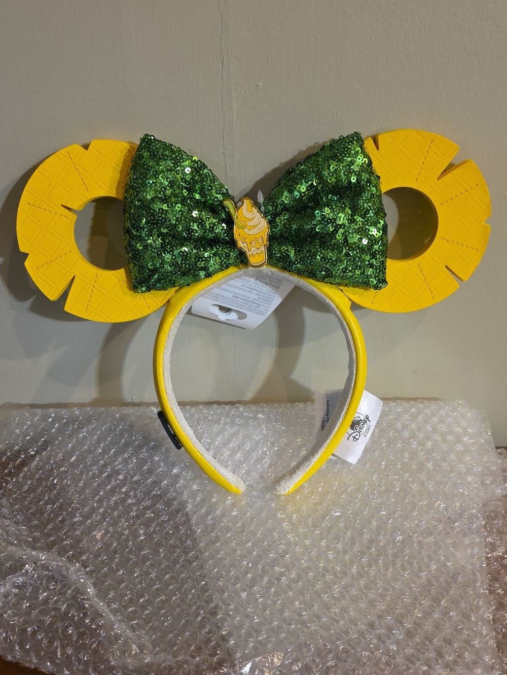 Disney Yellow Pineapple Ear Headband with Green Sequin BowDisney Eats Pineapple.
